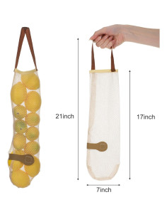 6 Bolsas de Almacenamiento de Cebolla Classicseali 48cm Beige 2