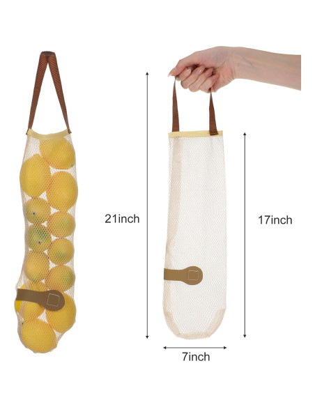 6 Bolsas de Almacenamiento de Cebolla Classicseali 48cm Beige