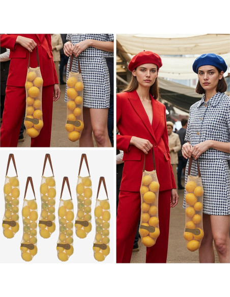 6 Bolsas de Almacenamiento de Cebolla Classicseali 48cm Beige