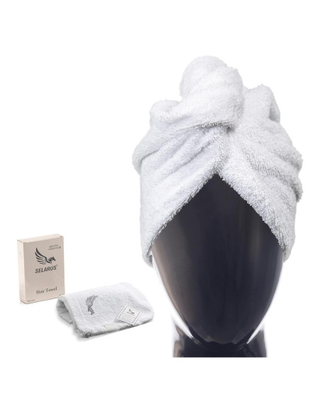 Toalla de Cabello de Algodón Turco Selarus 25.4x66 cm