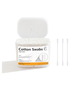 1000 Bastones de Algodón Espiral/Redondo con Mango de Papel