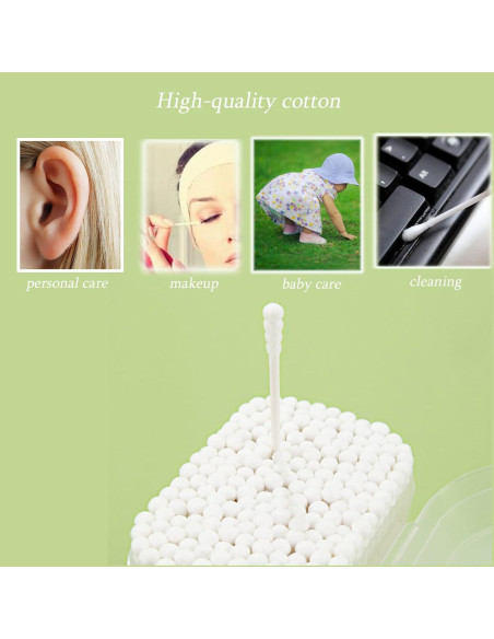 1000 Bastones de Algodón Espiral/Redondo con Mango de Papel