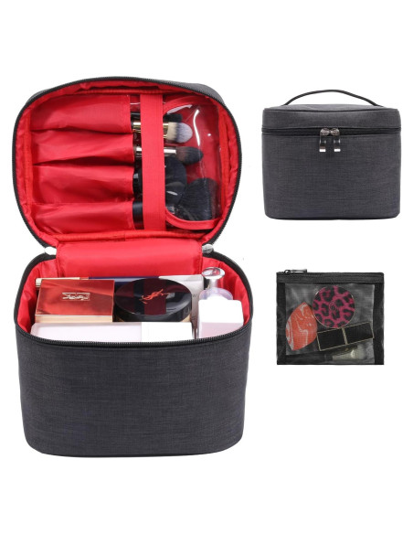Bolsa de Maquillaje de Viaje Organizador Estuche Negro