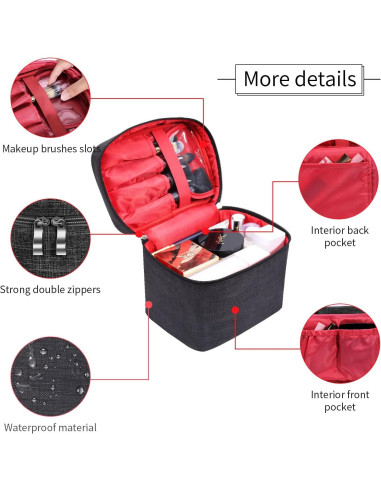 Bolsa de Maquillaje de Viaje Organizador Estuche Negro