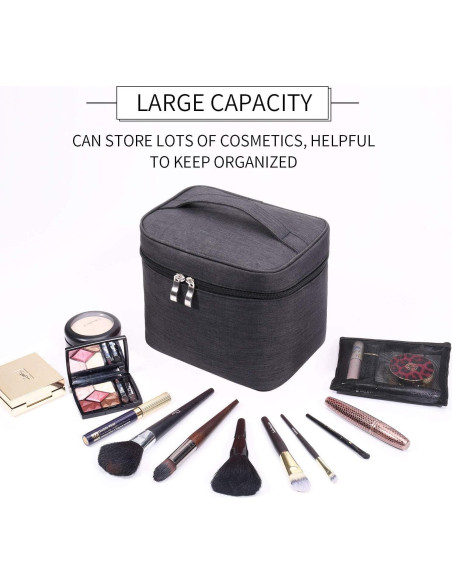 Bolsa de Maquillaje de Viaje Organizador Estuche Negro