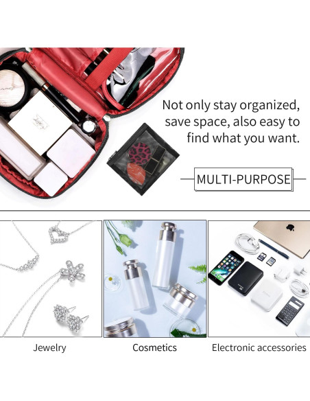 Bolsa de Maquillaje de Viaje Organizador Estuche Negro