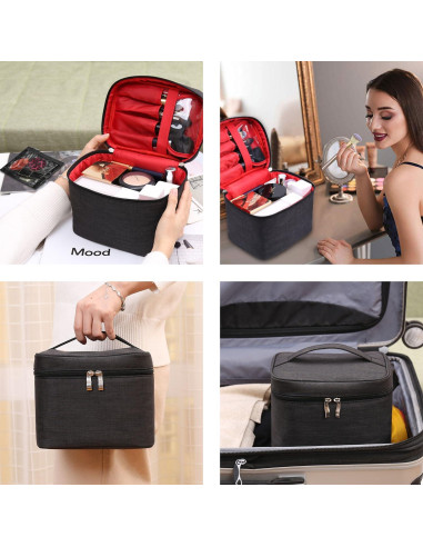 Bolsa de Maquillaje de Viaje Organizador Estuche Negro