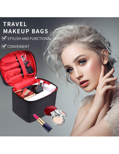 Bolsa de Maquillaje de Viaje Organizador Estuche Negro