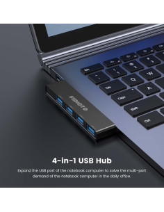Hub USB 4 Puertos Fidioto 1x3.0 3x2.0 Negro 2Pack 2