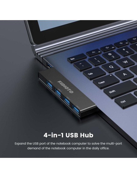 Hub USB 4 Puertos Fidioto 1x3.0 3x2.0 Negro 2Pack