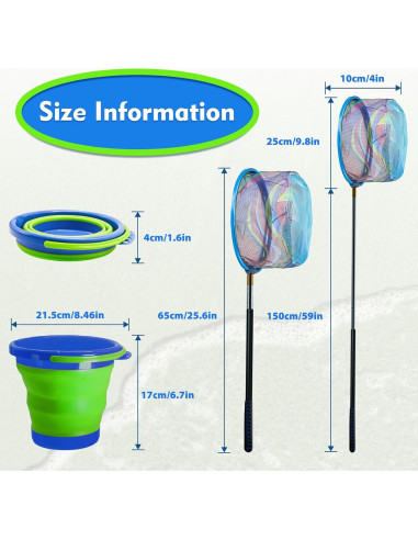 Red de Pesca GIFY con Cubo Plegable para Niños 1.73M