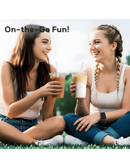 AOZITA 100 Vasos Plástico 16 Oz Transparentes con Tapas y Pajitas