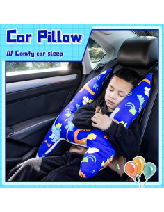 Almohada de Coche Ivtivfu para Niños Dinosaurio Azul 2