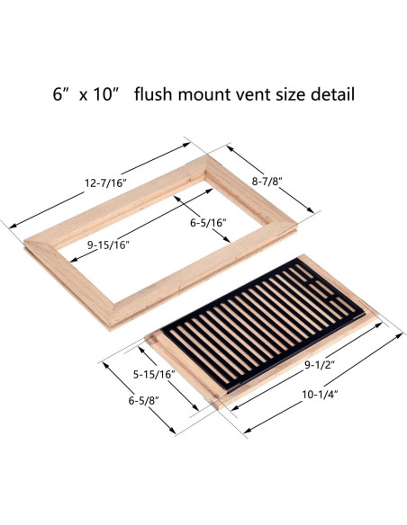 Registro de Piso Empotrado Homewell 6x10" Roble Rojo Sin Acabado