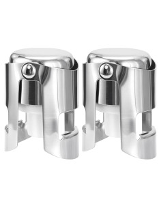 Tapones de Champagne AUGHOA Acero Inoxidable 2 Pcs Plata