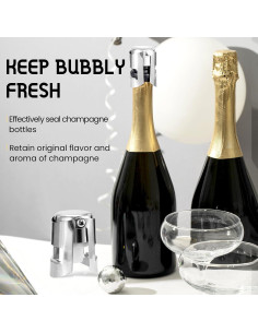 Tapones de Champagne AUGHOA Acero Inoxidable 2 Pcs Plata 2