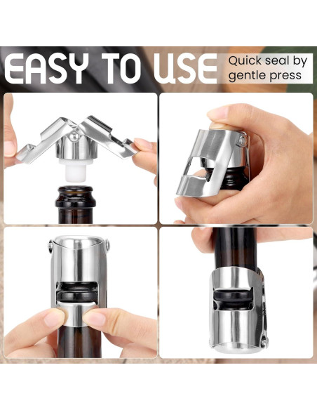 Tapones de Champagne AUGHOA Acero Inoxidable 2 Pcs Plata Tapones de Champagne AUGHOA Acero Inoxidable 2 Pcs Plata