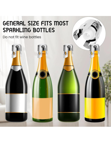 Tapones de Champagne AUGHOA Acero Inoxidable 2 Pcs Plata