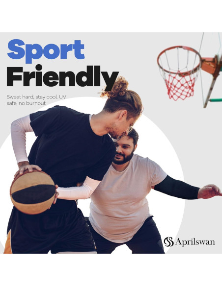 Manguitas de Compresión UV Aprilswan - Antideslizantes, 1 Par Negro