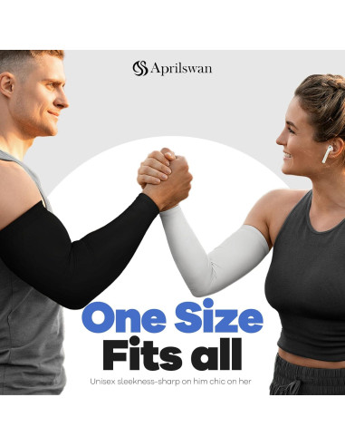 Manguitas de Compresión UV Aprilswan - Antideslizantes, 1 Par Negro