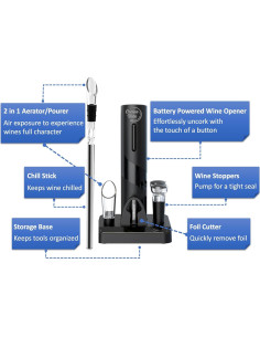 Juego de Abridor de Vino Eléctrico Cocina Vida 8 Piezas 2