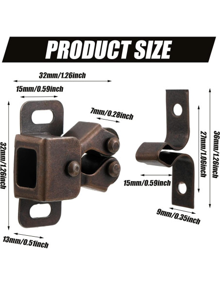 Pestillos de Gabinete Bonuci 20 Pcs Cobre Antiguo 37mm