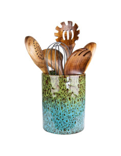 Soporte de Utensilios de Cerámica YINUOWEI Verde y Azul 12.2x17cm