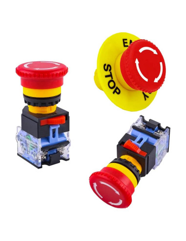 Botón de Parada de Emergencia QL-LINRUN 2pcs Rojo 10A 660V