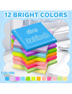 Notas Adhesivas VIPSTAR 3x3" (7.62 cm) 24 Pads 12 Colores 2