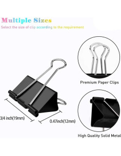 Clips de Carpeta Panpub 19mm Negro Paquete de 288 Piezas 2
