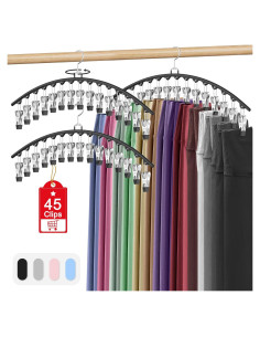Organizador de Leggings Besslly - Paquete de 3 Perchas con 15 Clips