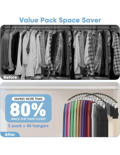 Organizador de Leggings Besslly - Paquete de 3 Perchas con 15 Clips 2