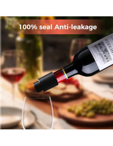 2 Tapones de Vino Reutilizables MocareHealth con Escala