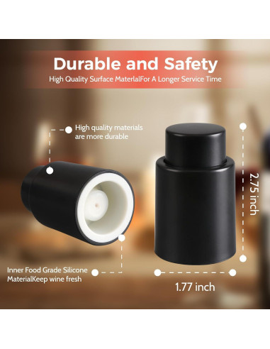 2 Tapones de Vino Reutilizables MocareHealth con Escala