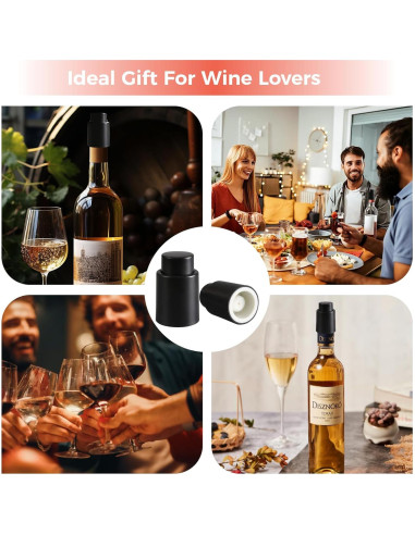 2 Tapones de Vino Reutilizables MocareHealth con Escala