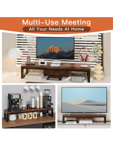 Soporte Doble para Monitor HEWORLIF de Madera y Acero 90cm