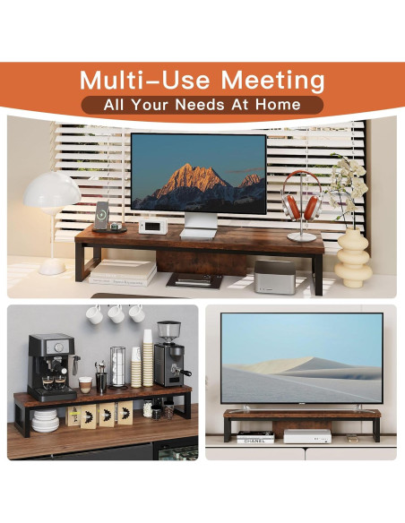 Soporte Doble para Monitor HEWORLIF de Madera y Acero 90cm