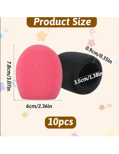 Paquete de 10 fundas de micrófono Tweruna coloridas reutilizables 2
