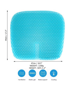 Cojín de Gel para Asiento Masteymoh 47x44 cm Alivio Úlceras 2