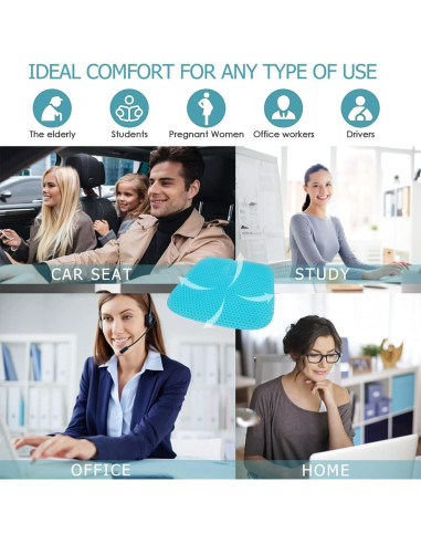 Cojín de Gel para Asiento Masteymoh 47x44 cm Alivio Úlceras