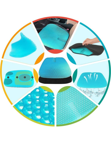 Cojín de Gel para Asiento Masteymoh 47x44 cm Alivio Úlceras
