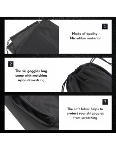 Bolsas de Gafas de Esquí Konohan 3 Pcs Microfibra Negro 2