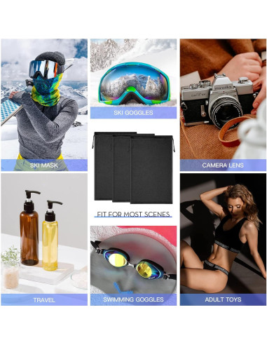 Bolsas de Gafas de Esquí Konohan 3 Pcs Microfibra Negro