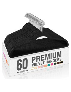 Perchas de Terciopelo Antideslizantes HOUSE DAY 60 Pack Negro