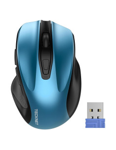 Ratón Óptico Inalámbrico TECKNET Ergonómico Azul 6 Botones