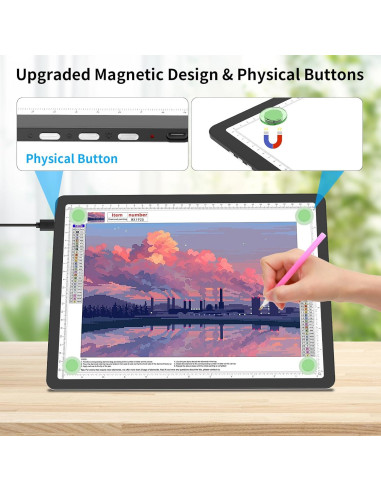 Mesa de Luz A4 TOHETO LED Magnética 3 Modos 6 Brillos