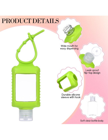 Paquete de 5 Botellas de Gel Antibacterial 60 ml con Funda Silicona