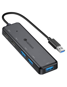 Hub USB 3.0 5 en 1 VIENON con Puertos USB-C y Alimentación