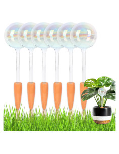 6 Esferas de Riego Automático de Vidrio Iridiscente para Plantas