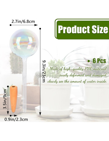 6 Esferas de Riego Automático de Vidrio Iridiscente para Plantas